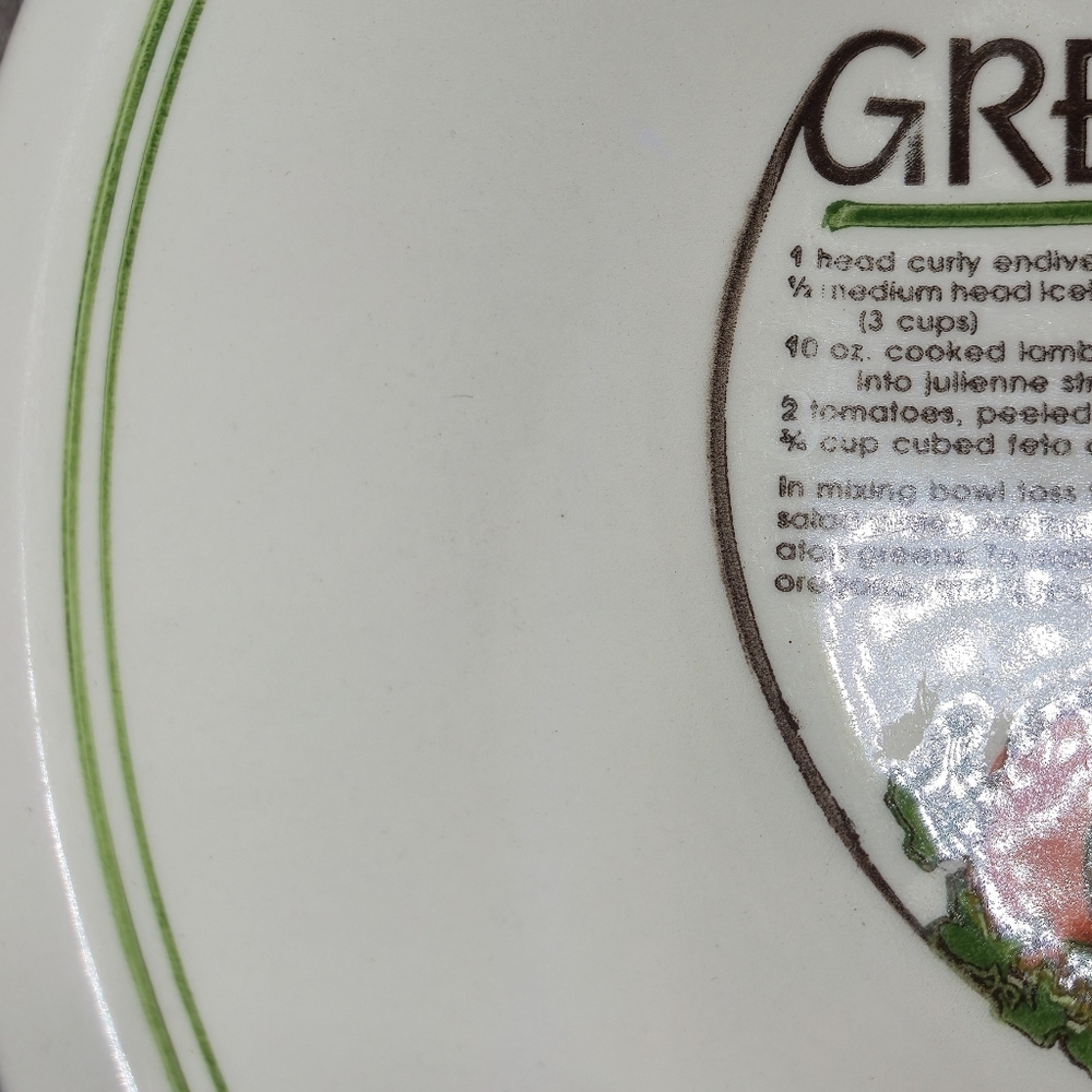 Vintage Greek Salad Recipe Bowl Large Serving Dish Retro Kitsch Grandmillennial - Picture 5 of 7